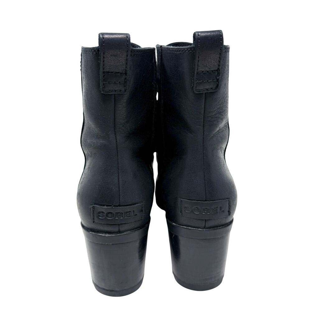 Sorel Black Leather Cate Lace Up Booties Women's Size 10 EUC - Picture 4 of 9